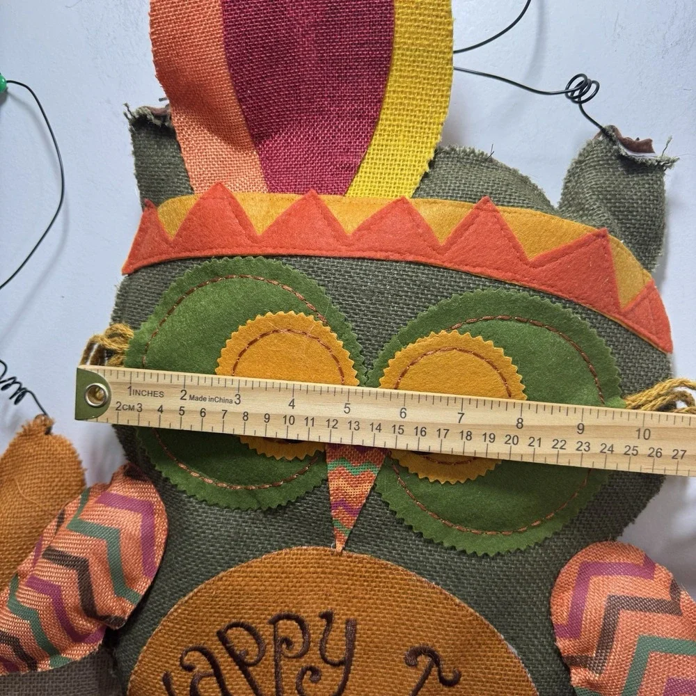 Fall Owl Fox Burlap Hanging Decor Thanksgiving Harvest Autumn Plush Set Of 3 24